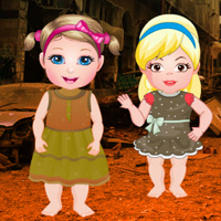 Free online html5 games - Twin Girls War Place Rescue game - WowEscape