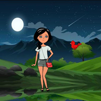 Free online html5 games - Modern Girl Escaped Night Forest game 